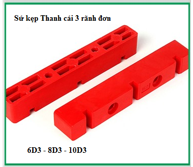 Thanh đỡ Busbar 3 rãnh đơn 8mm TD10D3 (Màu Đỏ)